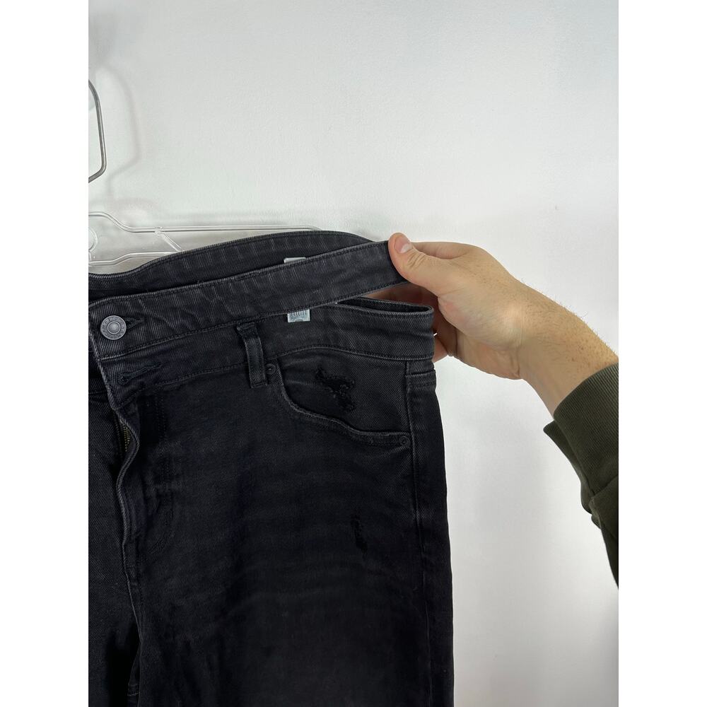 American Eagle Super High Rise Baggy Straight Cut Out Jeans Black Size 16 Long - Picture 14 of 16
